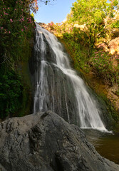 Nebiler Waterfall and Aglayan Cave, located in Dikili, Izmir, Turkey, is a tourist destination with a walking track and picnic area.
