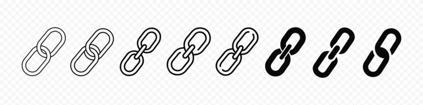 Link flat icon, Link icon. Hyperlink chain symbol. Chain Icon, link icon set isolated transparent background