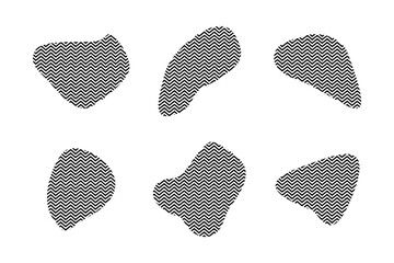 Blobs Fluid Shapes with Zig Zag Stripes pictogram symbol visual illustration Set