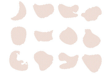 Blobs Fluid Shapes with Zig Zag Lins Set pictogram symbol visual illustration Set