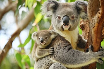 Mother koala with baby, AI generated