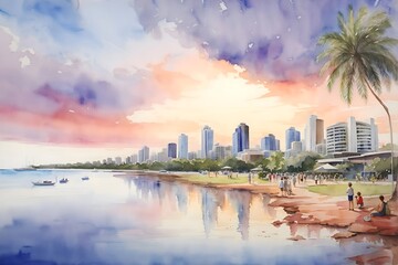 Obraz premium Darwin Australia Country Landscape Illustration Art