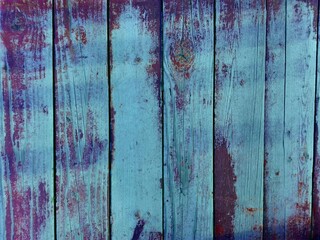 Blue wooden fence background. Close-up wall or floor wooden blue plank panel or board as background...