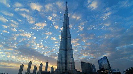Admiring the architectural marvel of the Burj Khalifa in Dubai with its towering presence dominating the skyline and reflecting the citys futuristic am