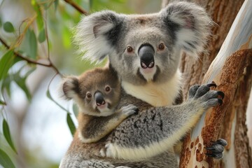 Mother koala with baby, AI generated