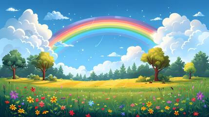 beautiful natural landscape with rainbow