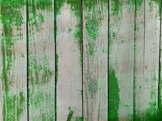 Green wooden fence background. Close-up wall or floor wooden green plank panel or board as...