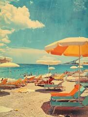 sunshine retro beach vacation French riviera