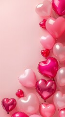 Soaring Hearts: Pink and Red Balloon Romance