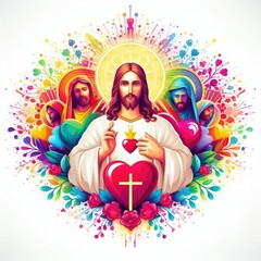 A colorful illustration of person holding a heart image art photo attractive illustrator
