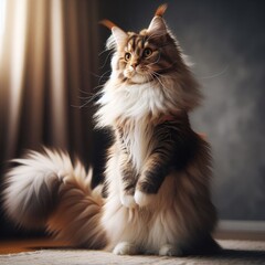 A cat standing on its hind legs photo harmony used for printing illustrator.