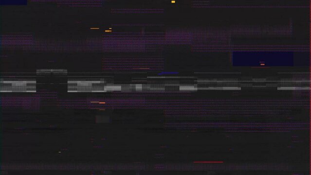 Glitch noise static television or VHS VFX. Tv screen interference distortion effect. Vintage background or glitch transition effect for video editing. Old damaged noisy stripes effect 4K