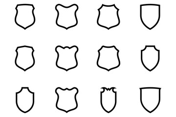 Shield Emblem & Badge Logos Line pictogram symbol visual illustration Set