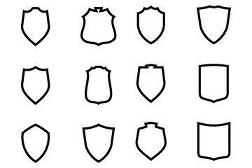 Shield Emblem & Badge Logos Line pictogram symbol visual illustration Set