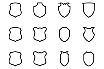 Shield Emblem & Badge Logos Line pictogram symbol visual illustration Set
