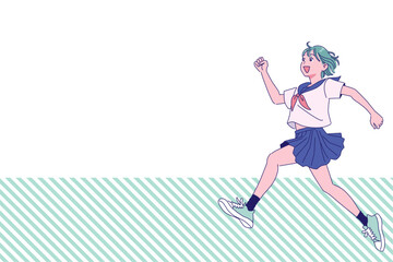 夏服で元気にジャンプする女子高生