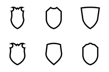 Shield Emblem & Badge Logos Line pictogram symbol visual illustration Set
