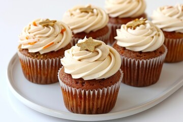 24 Karrot Gold Cupcakes: Cream Cheese Frosting, Edible Gold Glitter Stars, Decadent