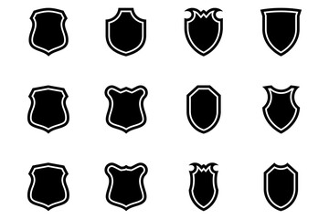 Shield Emblem & Badge Logos Glyph with Frame pictogram symbol visual illustration Set