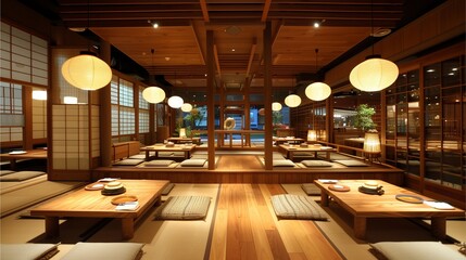 The restaurant is arranged in Japanese style. - Powered by Adobe