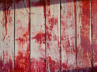 Red wooden background with shadow. Close-up wall or floor wooden plank panel or board as red...