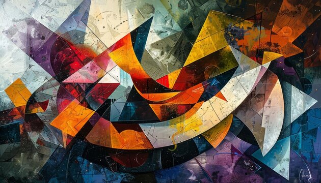 An abstract painting showing jumbled geometric shapes, representing the theme of discombobulation