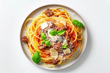Fototapeta premium Bolognese Pasta: A Vibrant and Irresistible Dish