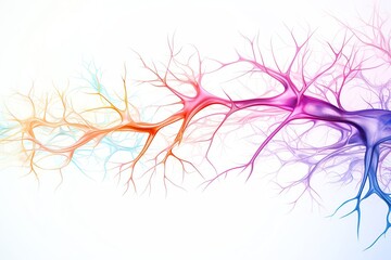 A colorful tree with pink, blue, and yellow branches