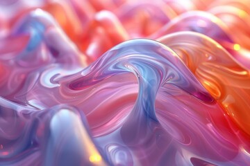 Fototapeta premium A mesmerizing digital art piece with swirling waves in colorful pink, blue, and orange hues