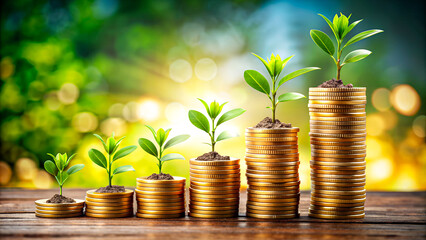 Plant growing from coins. Finance planning for capital growth.