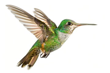 Fototapeta premium Ein Kolibri vor weißem Hintergrund 