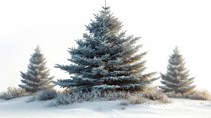 Obraz premium Illustration of green fir trees on a white background
