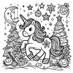 A coloring page of a unicorn image photo lively illustrator.