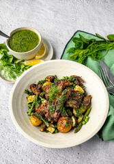 ROASTED PORK  WITH  POTATOES AND ASPARAGUS