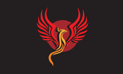 Naklejka premium SIMPLE AN BEAUTIFUL PHOENIX BIRD LOGO, silhouette of great abstract falcon flying vector illustrations