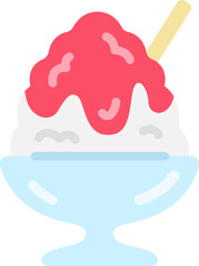 いちごのかき氷のアイコンのイラスト