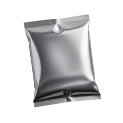 silver blank wet wipes flow pack on Isolated transparent background png. generated with AI