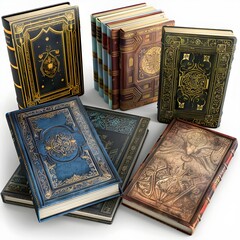 Fototapeta premium sublimation Fantasy Books on white background