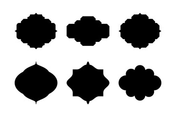 Label Frame Emblems Badges Shape black Glyph pictogram symbol visual illustration Set 