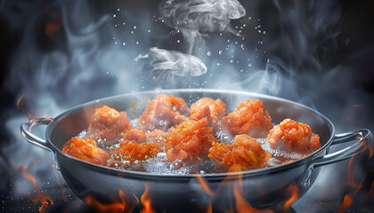 delicious fried chicken, chicken fried in boiling clean oil