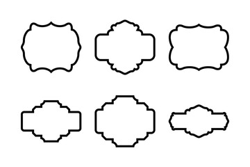 Fototapeta premium Label Frame Emblems Badges Shape black Glyph pictogram symbol visual illustration Set 