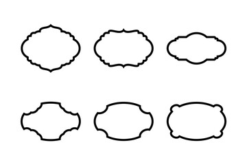 Obraz premium Label Frame Emblems Badges Shape black Glyph pictogram symbol visual illustration Set 