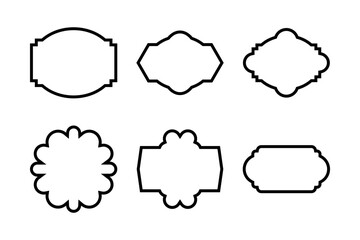 Label Frame Emblems Badges Shape black Glyph pictogram symbol visual illustration Set 