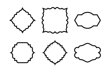 Label Frame Emblems Badges Shape black Glyph pictogram symbol visual illustration Set 