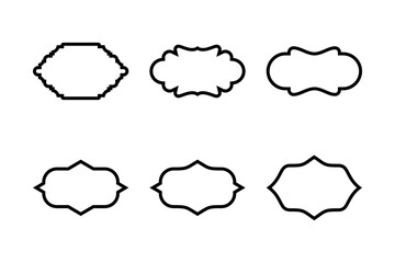 Fototapeta premium Label Frame Emblems Badges Shape black Glyph pictogram symbol visual illustration Set 