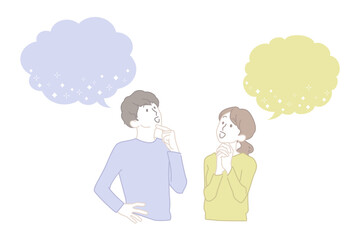 笑顔で会話する若い男女・夫婦のイメージイラスト