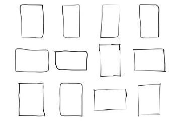 Hand Drawn Frame Square Double Thin Line pictogram symbol visual illustration Set