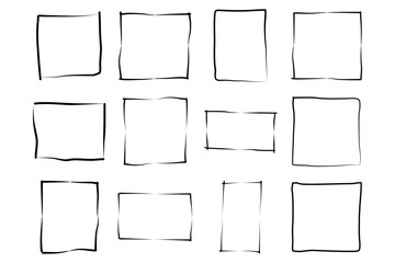 Hand Drawn Frame Square Double Thin Line pictogram symbol visual illustration Set
