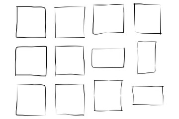Hand Drawn Frame Square Double Thin Line pictogram symbol visual illustration Set