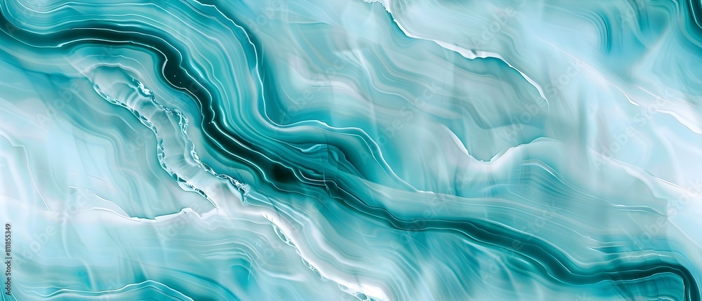 Poster abstract turquoise marble texture background with smooth wavy lines, elegant and modern design. seam